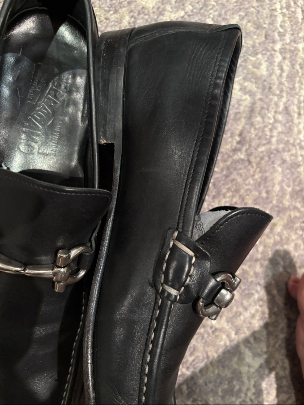 Salvatore Ferragamo Black Leather Metal Bit Loafers - Picture 9 of 14